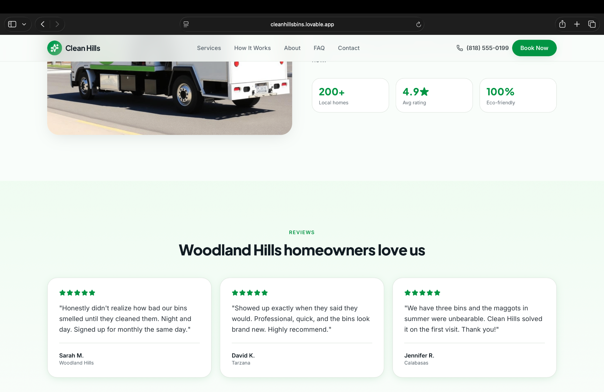 Clean Hills website design by The Landing Web