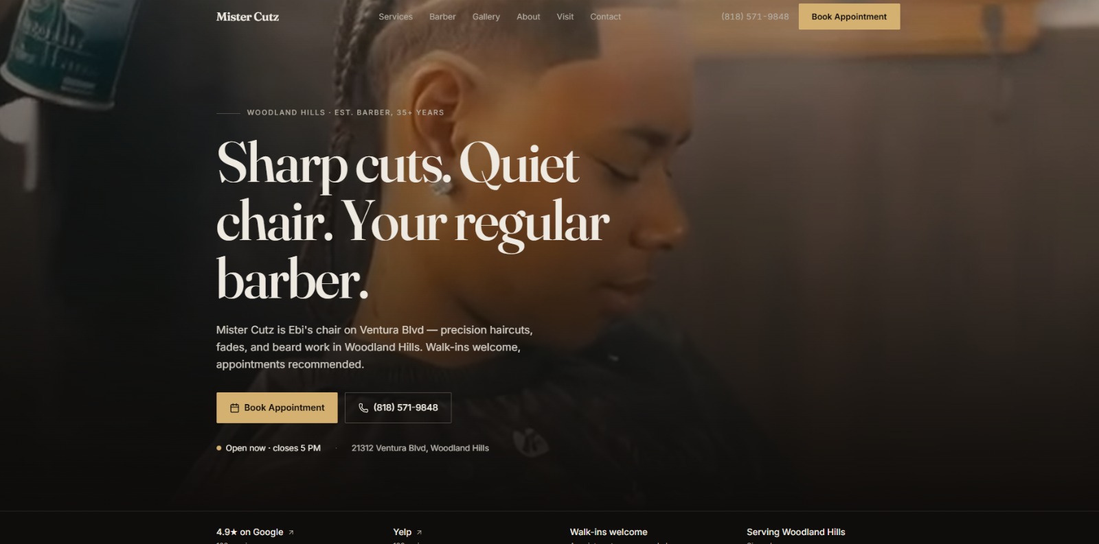 Mister Cutz website design